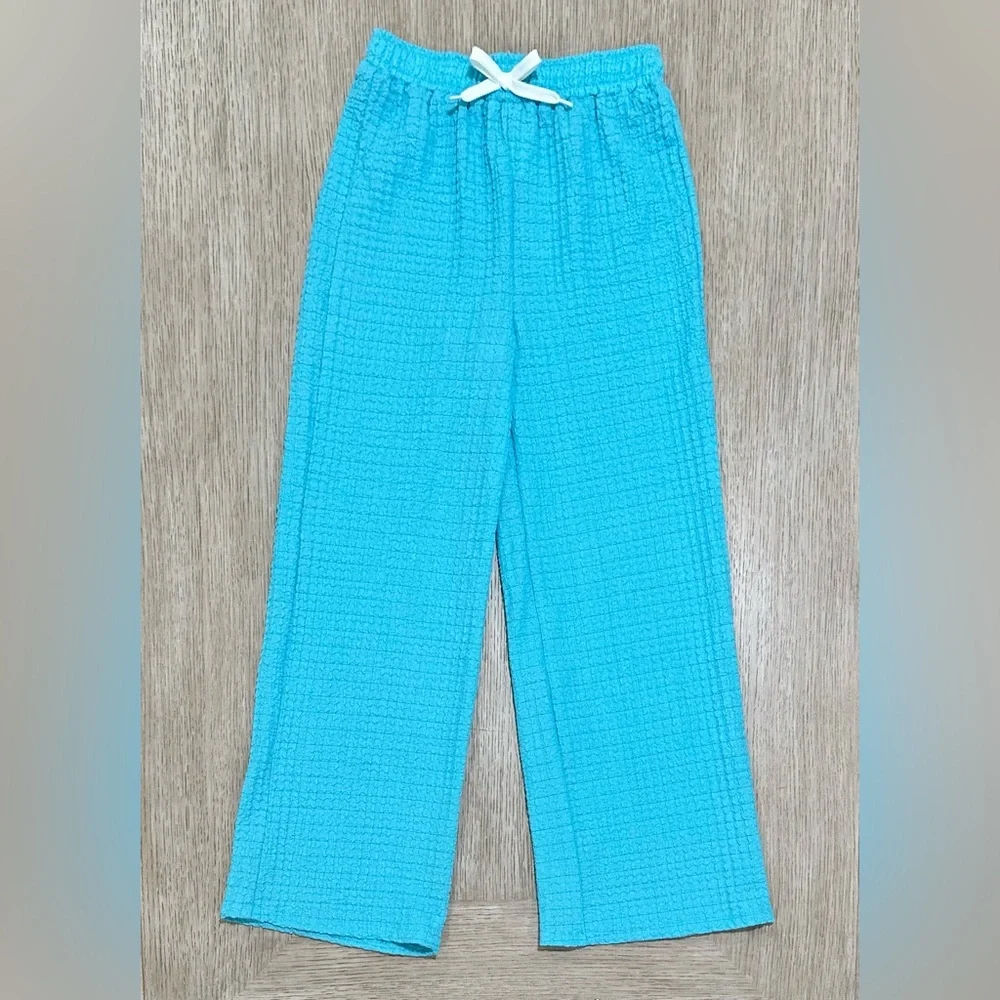 Nicole Miller. Girl(10) Aqua Blue Waffle Pajama/Over swimsuit/ beach pants